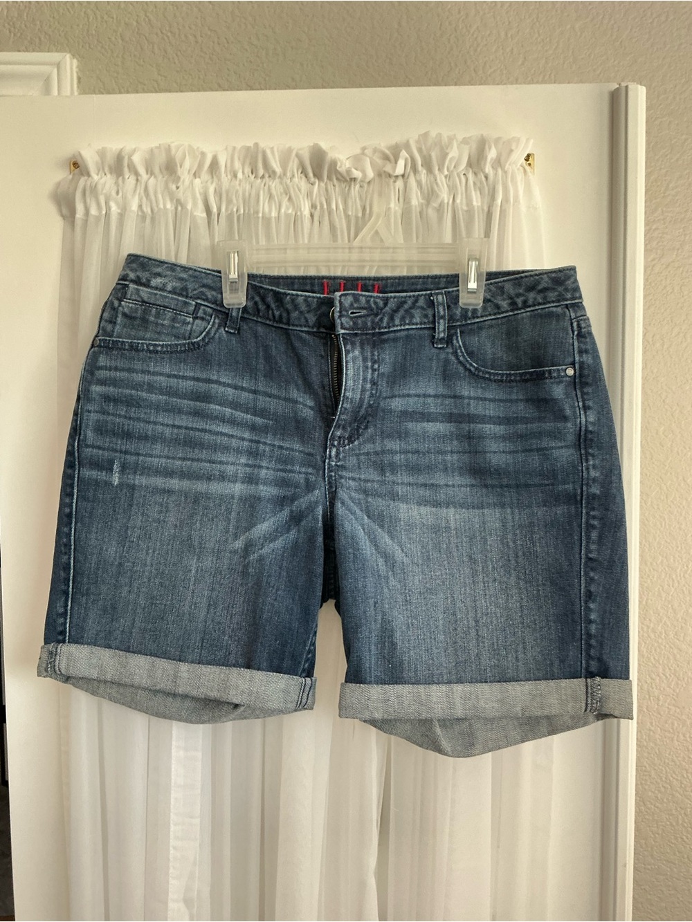 Elle Women's Denim Cuffed Jean Shorts in Blue